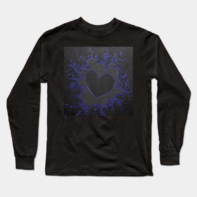 Heart Black & Purple Splatter Graphic Art Designed Gifts Long Sleeve T-Shirt by tamdevo1